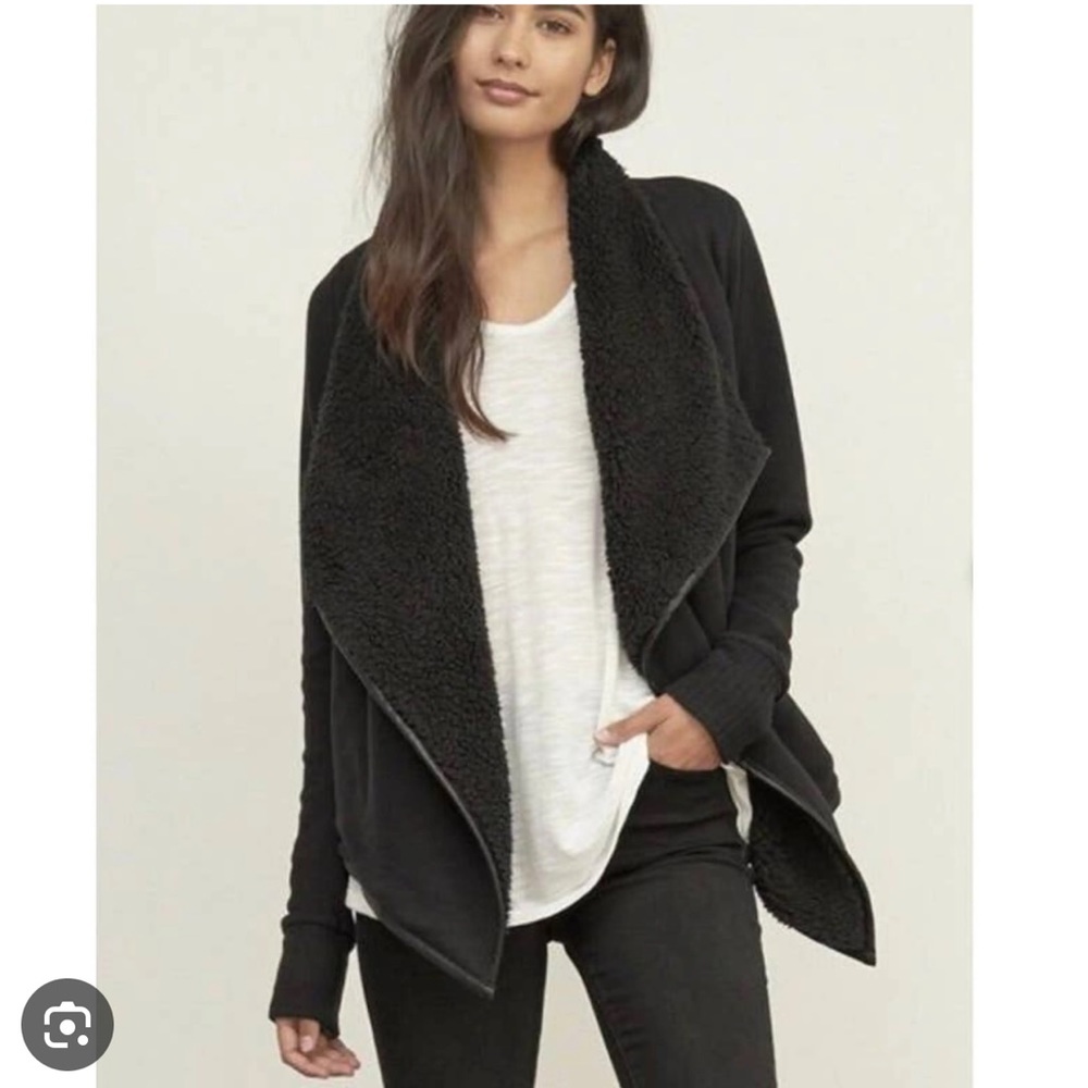 Abercrombie Open Front Fleece Jacket Sweater Black Size Small